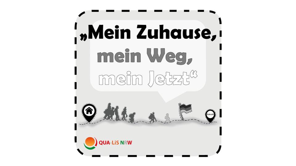 Logo Podcast Allgemein mit Schriftzug "Mein Zuhause, mein Weg, mein Jetzt"